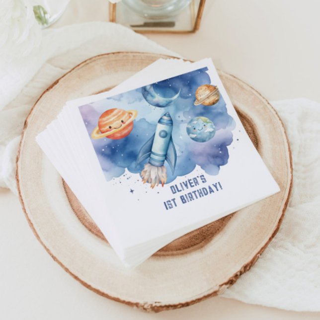 Rymden First resa kring sol Boy-födelsedag Pappersservett (Skapare uppladdad)