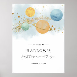 Rymden First resa runt sol Välkomstskylt Poster