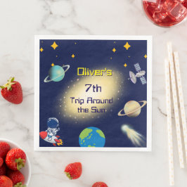 Rymden födelsedag - astronaut, Rocket & Galaxy Pappersservett