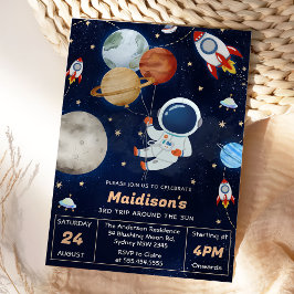 Rymden Födelsedagsfest 3:e Resa runt Sol Inbjudningar