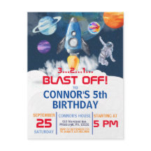 Rymden Födelsedagsfest Astronaut Inbjudan