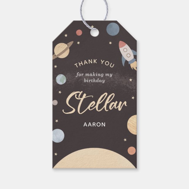 Rymden Födelsedagsfest Presentetikett (Framsidan)