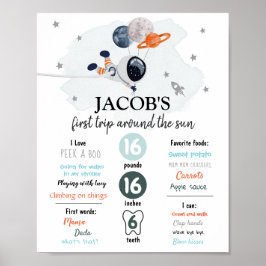 Rymden första födelsedagsdelsskylt Galaxy Poster