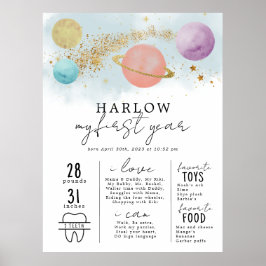 Rymden Första resa runt milstolpen sol Poster