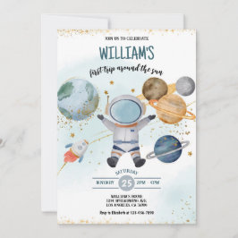 Rymden första Resa runt Sol Boy Birthday Inbjudningar