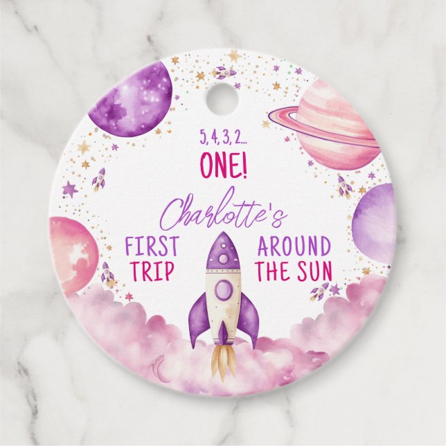 Rymden första Resa runt Sol födelsedag Gåvor Etiketter (Framsida)