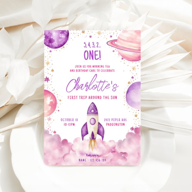 Rymden Första Resan Runt Solen Födelsedagsfest Inbjudningar (Skapare uppladdad)