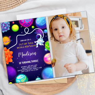 Rymden Galaxy Birthday-inbjudan med foto Inbjudningar