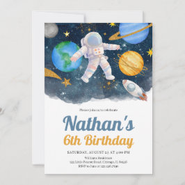 Rymden Galaxy Birthday Inbjudningar