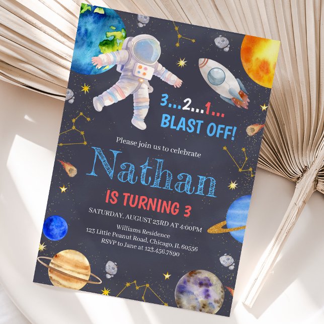 Rymden Galaxy Birthday Inbjudningar (Skapare uppladdad)