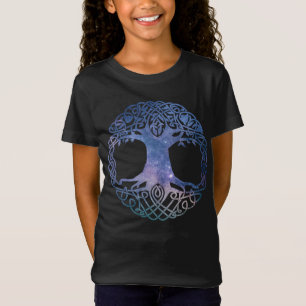 Rymden Galaxy Celtic Livets träd T Shirt