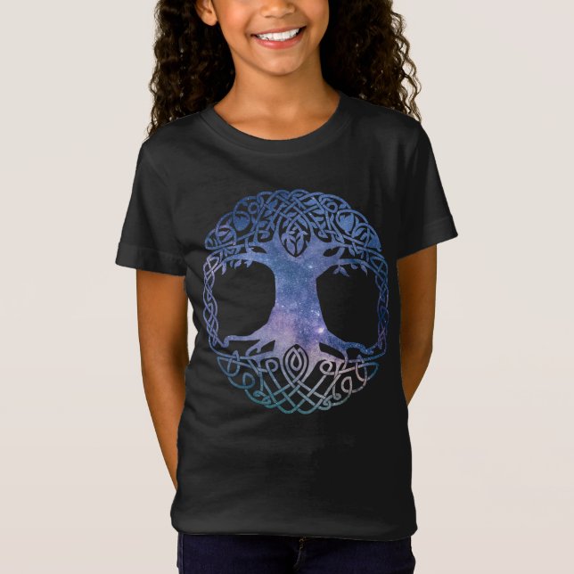 Rymden Galaxy Celtic Livets träd T Shirt (Framsida)