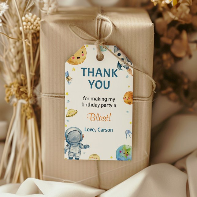 Rymden Galaxy Födelsedagsfest Tack Märkre Presentetikett (Skapare uppladdad)