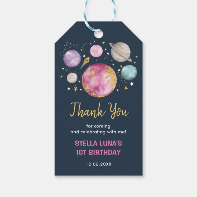 Rymden Galaxy Girl First Resa Around Sol Presentetikett (Framsidan)