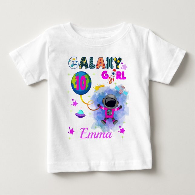 Rymden Galaxy Girl Födelsedagsfest T Shirt (Framsida)