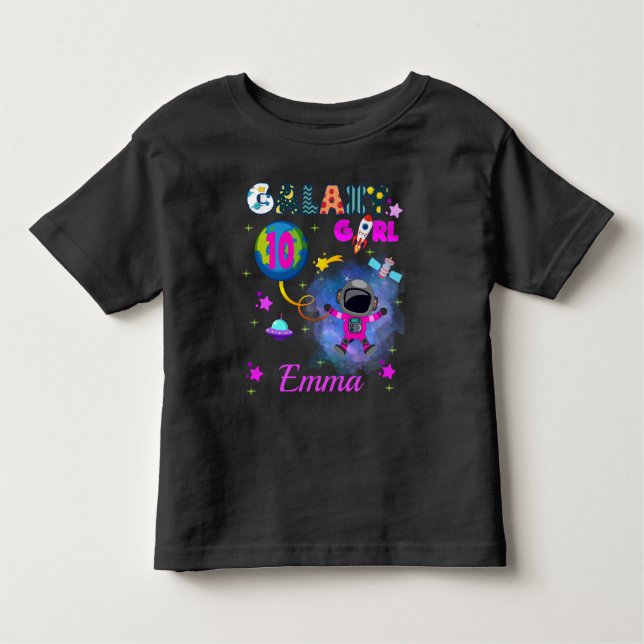Rymden Galaxy Girl Födelsedagsfest T Shirt (Framsida)