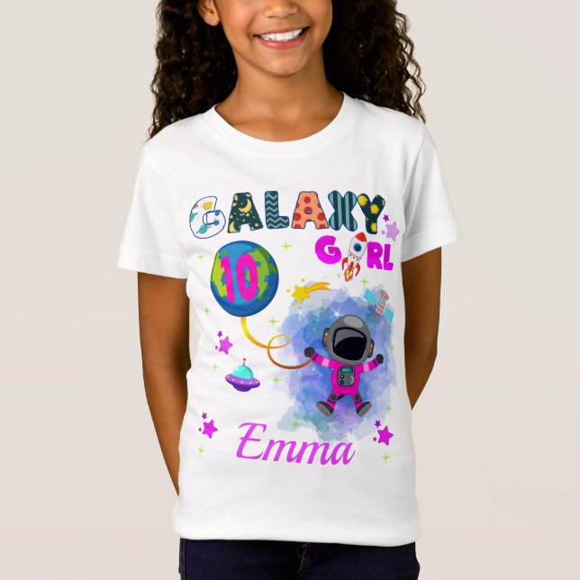 rymden Galaxy Girl Födelsedagsfest T Shirt (Framsida)