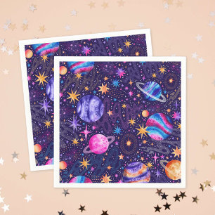 Rymden Galaxy med planeter och skottstenar Pappersservett