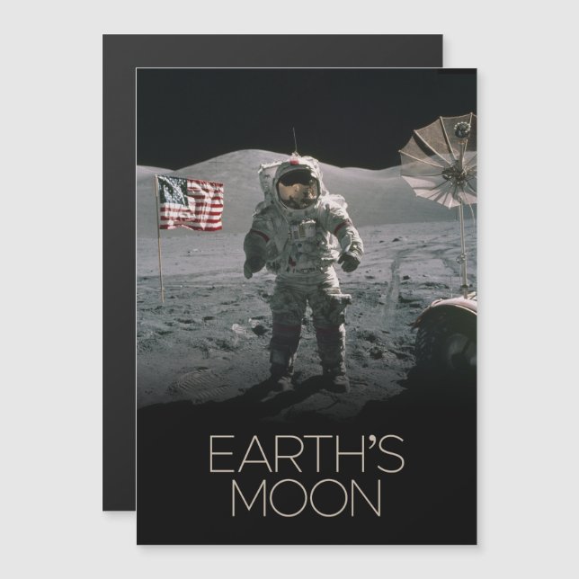 Rymden, Galaxy, Solar System, Jordens Måne Magnetisk Inbjudningskort (Fram/baksida)