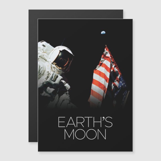 Rymden, Galaxy, Solar System, Jordens Måne Magnetisk Inbjudningskort (Fram/baksida)