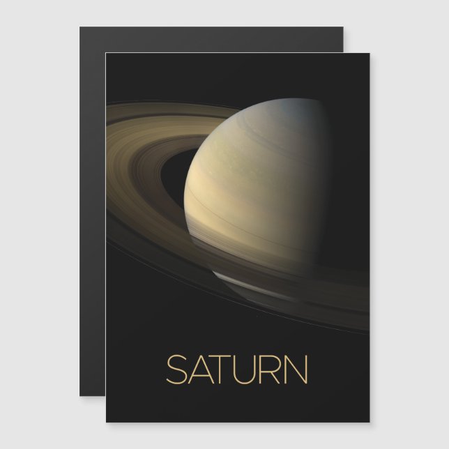 Rymden, Galaxy, Solar System, Planet Saturn Magnetisk Inbjudningskort (Fram/baksida)