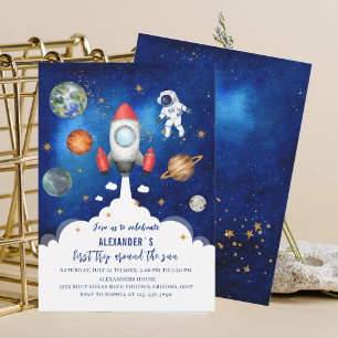 Rymden Galaxy Starry firar först baby sho Inbjudningar