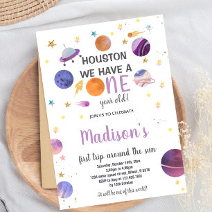 Rymden Galaxy Theme for Girls Inbjudningar