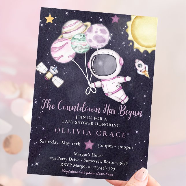 Rymden Girl Baby Shower Galaxy Baby Shower Inbjudningar (Skapare uppladdad)
