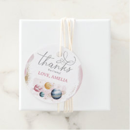 Rymden Girl Birthday Galaxy Stars Planets Gåvor Etiketter