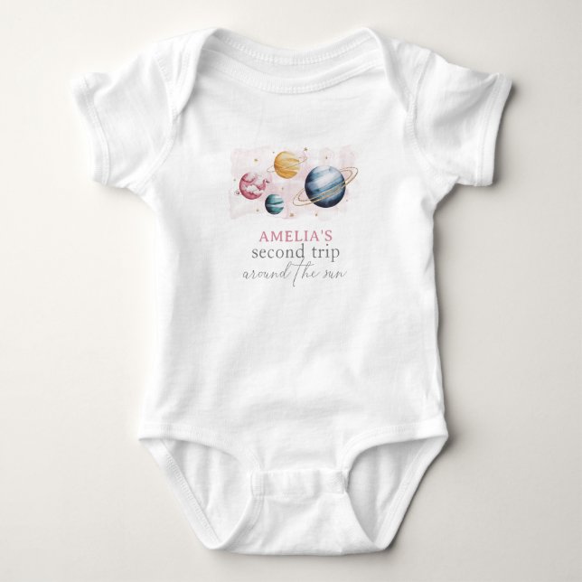 Rymden Girl Birthday Galaxy Stars Planets T Shirt (Framsida)