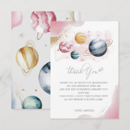 Rymden Girl Birthday Galaxy Stars Planets Tack Kort