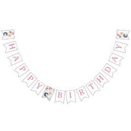 Rymden Girl Birthday Galaxy Stars Planets Vimplar