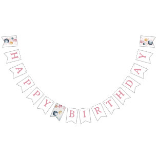 Rymden Girl Birthday Galaxy Stars Planets Vimplar
