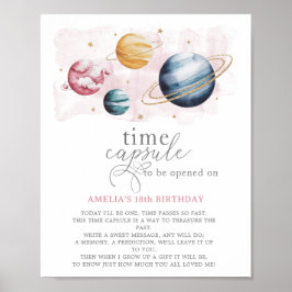 Rymden Girl Birthday Galaxy Time Capsule Poster