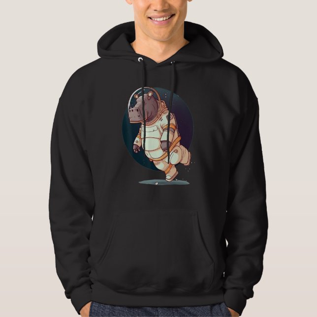 Rymden Hippo på Galaxy Astronaut Hippopotamus Hoodie (Framsida)