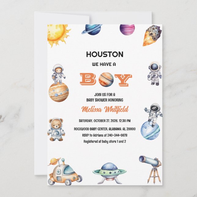 Rymden Houston vi har en pojkvän-skabb Inbjudningar (Framsida)