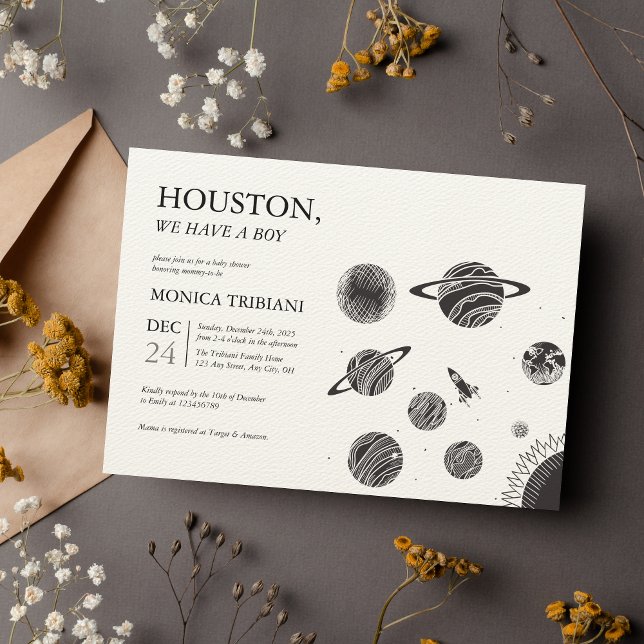 Rymden Houston vi har en pojkvän-skabb Inbjudningar (Skapare uppladdad)