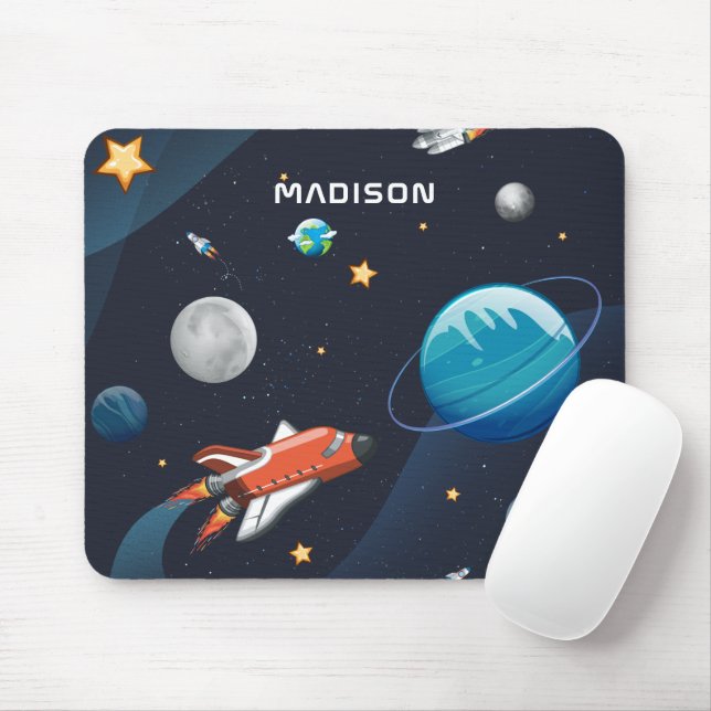 Rymden Mönster Galaxy Rocket Stars Shuttle Musmatta (Med mus)