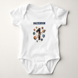 Rymden personligt namn 1-års födelsedagsfest  t shirt