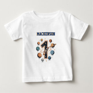 Rymden personligt namn 1-års födelsedagsfest  t shirt
