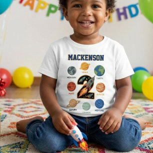Rymden personligt namn 2-års födelsedagsfirande t shirt