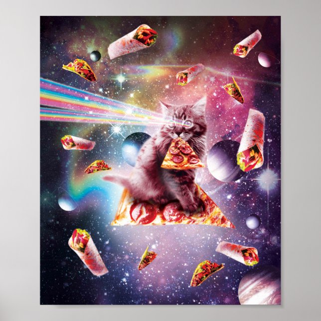 Rymden Pizza Cat - Rainbow Laser, Taco, Burri Poster (Framsidan)