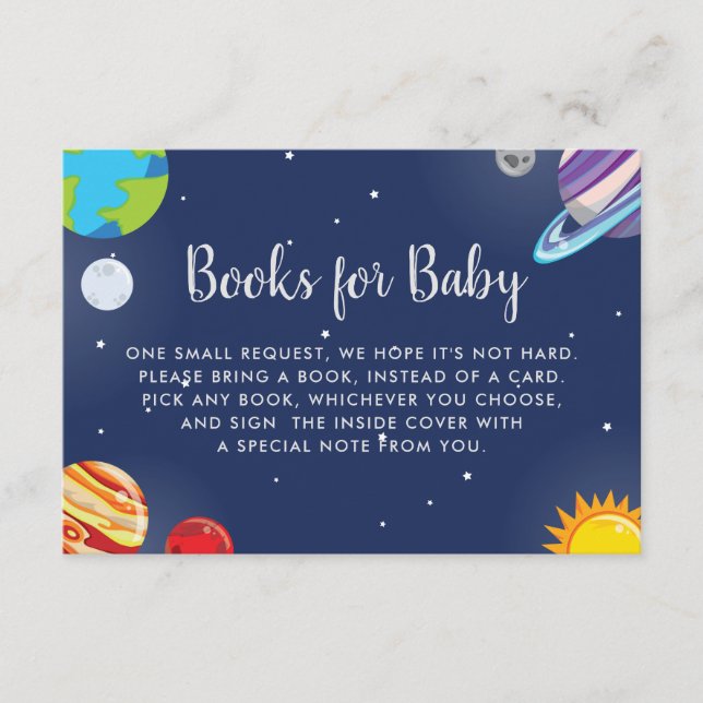 Rymden Planet Galaxy Baby Shower Bok-begäran Tilläggskort (Framsida)
