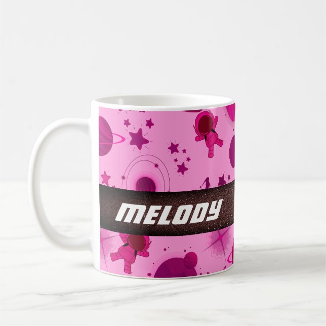 rymden-planetens färglösa stjärnor mönster kaffemugg (Vänster)