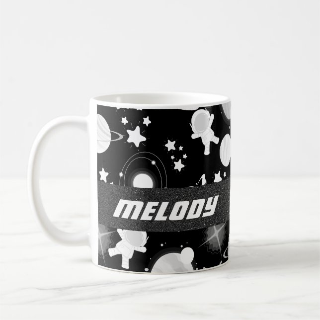 rymden-planetens färglösa stjärnor mönster kaffemugg (Vänster)