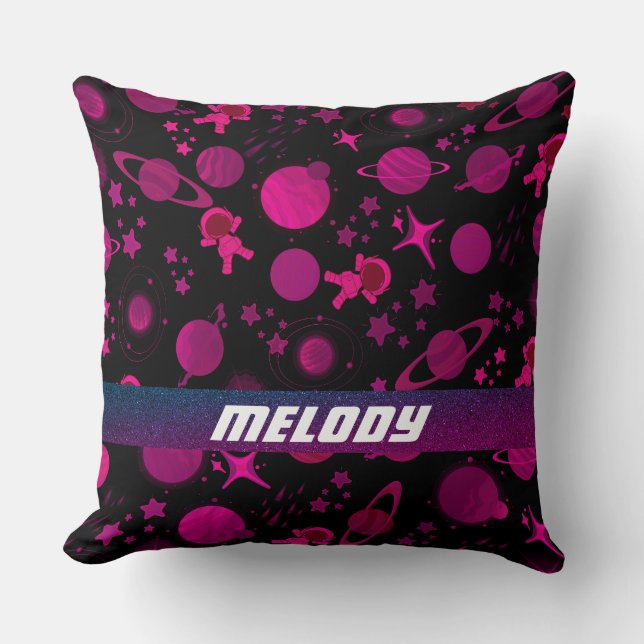 rymden-planetens färglösa stjärnor mönster kudde (Framsida)