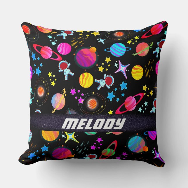 rymden-planetens färglösa stjärnor mönster kudde (Framsida)