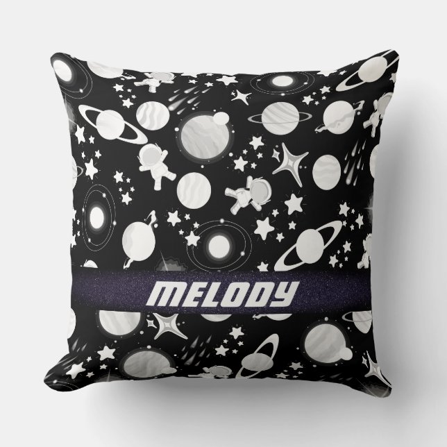 rymden-planetens färglösa stjärnor mönster kudde (Framsida)