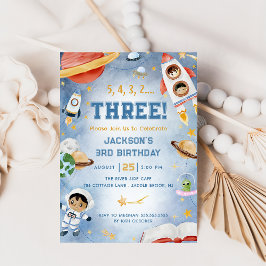 Rymden-planeter 3:e födelsedag Party Inbjudningar