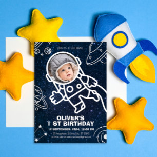 Rymden Planets Astronaut 1:a födelsedag Inbjudningar